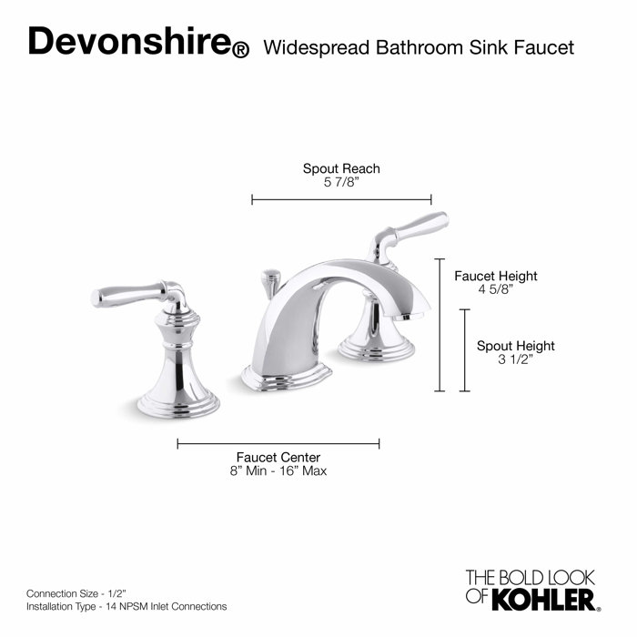 K393N4CP,BN,2BZ Kohler Devonshire® Centerset Bathroom Sink Faucet